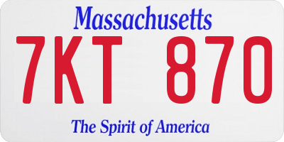 MA license plate 7KT870