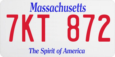 MA license plate 7KT872