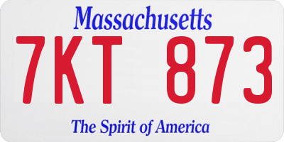 MA license plate 7KT873