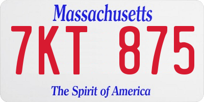 MA license plate 7KT875