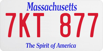 MA license plate 7KT877