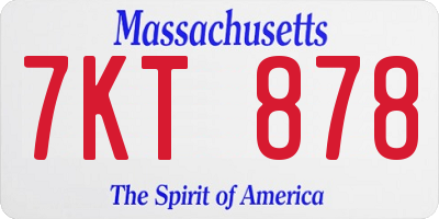 MA license plate 7KT878