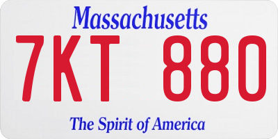 MA license plate 7KT880