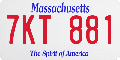 MA license plate 7KT881