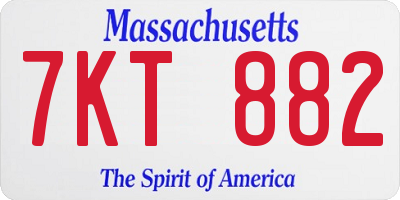 MA license plate 7KT882