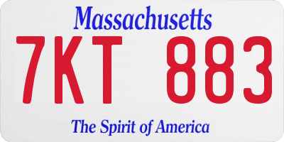 MA license plate 7KT883