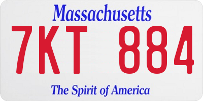 MA license plate 7KT884