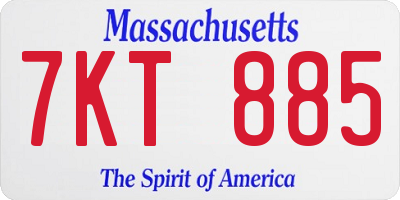 MA license plate 7KT885