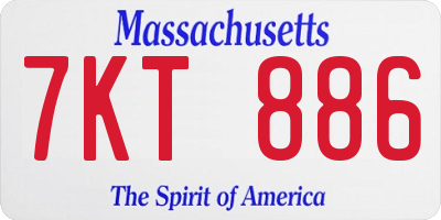 MA license plate 7KT886