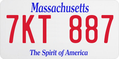 MA license plate 7KT887
