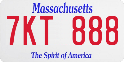 MA license plate 7KT888