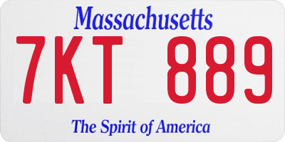 MA license plate 7KT889