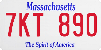 MA license plate 7KT890