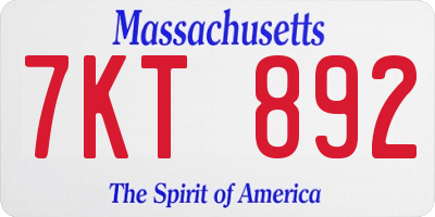 MA license plate 7KT892