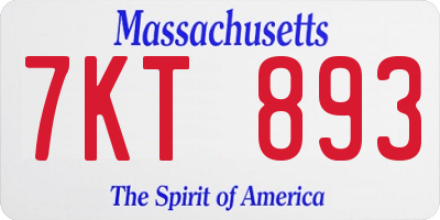 MA license plate 7KT893