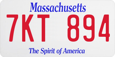 MA license plate 7KT894