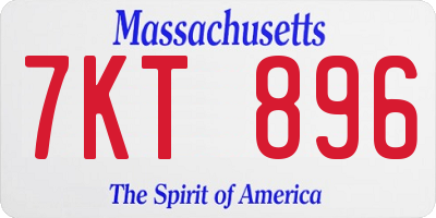MA license plate 7KT896