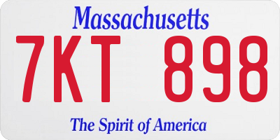 MA license plate 7KT898