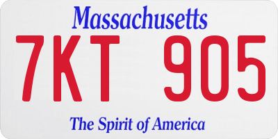 MA license plate 7KT905