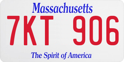 MA license plate 7KT906