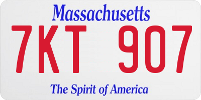 MA license plate 7KT907