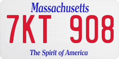 MA license plate 7KT908