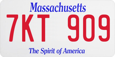 MA license plate 7KT909