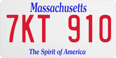 MA license plate 7KT910
