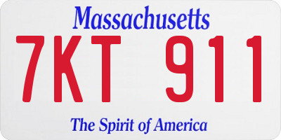 MA license plate 7KT911