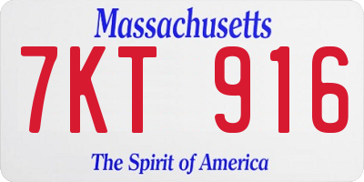 MA license plate 7KT916