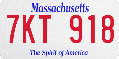 MA license plate 7KT918