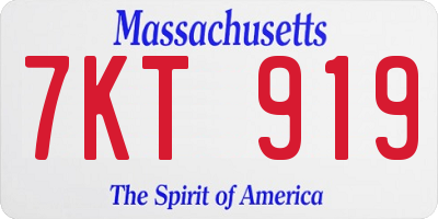 MA license plate 7KT919