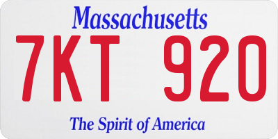 MA license plate 7KT920