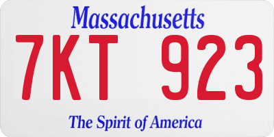 MA license plate 7KT923