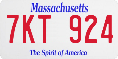 MA license plate 7KT924