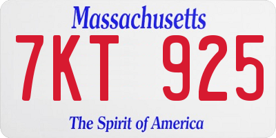 MA license plate 7KT925