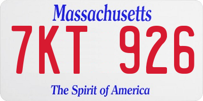 MA license plate 7KT926