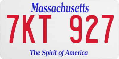 MA license plate 7KT927