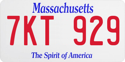 MA license plate 7KT929