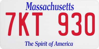 MA license plate 7KT930