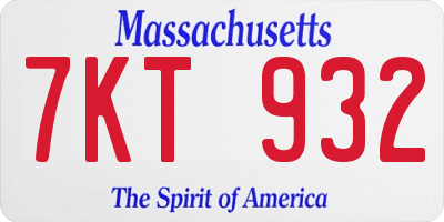 MA license plate 7KT932