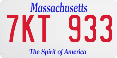 MA license plate 7KT933