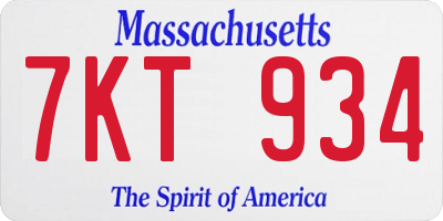 MA license plate 7KT934
