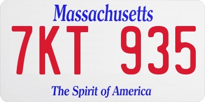 MA license plate 7KT935