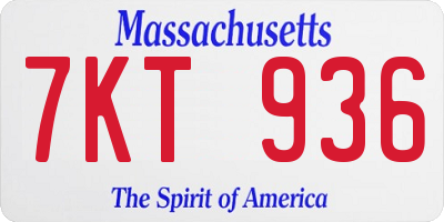 MA license plate 7KT936