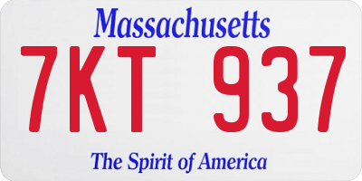 MA license plate 7KT937