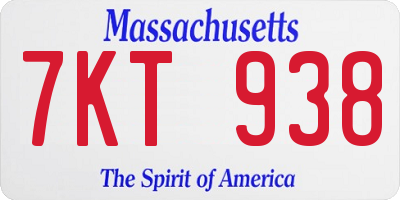 MA license plate 7KT938