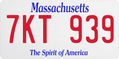 MA license plate 7KT939
