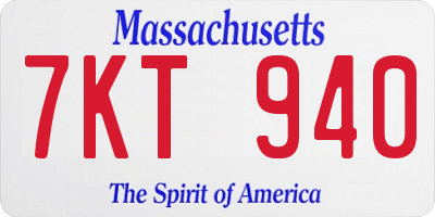 MA license plate 7KT940