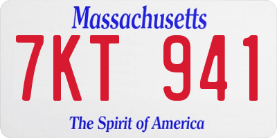 MA license plate 7KT941